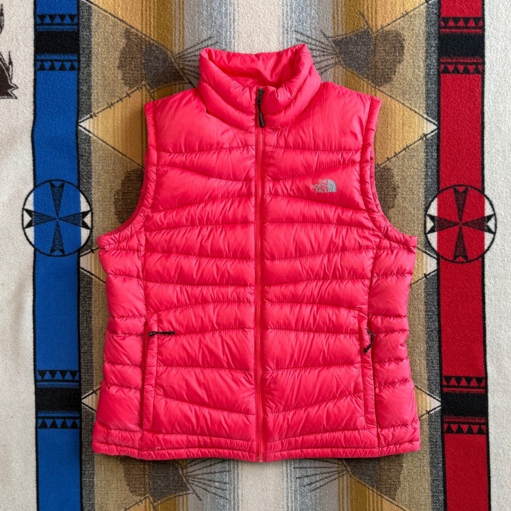 The North Face Womens 800 Down Puffer Vest Pink Full Zip Quilted XL